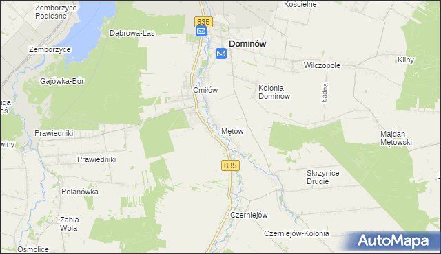 mapa Mętów, Mętów na mapie Targeo
