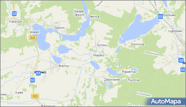 mapa Miastko gmina Wijewo, Miastko gmina Wijewo na mapie Targeo