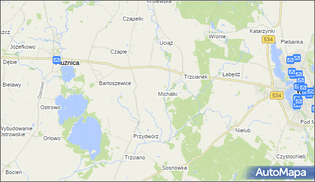 mapa Michałki gmina Ryńsk, Michałki gmina Ryńsk na mapie Targeo