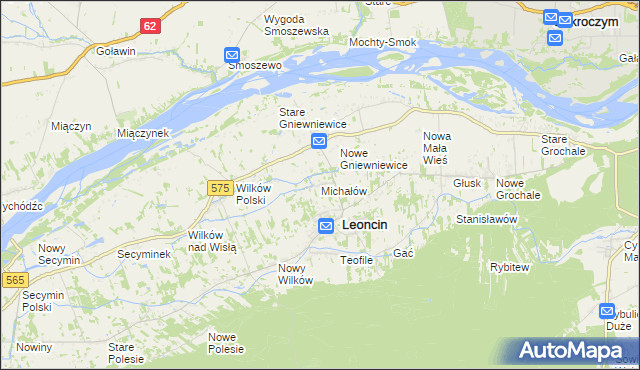 mapa Michałów gmina Leoncin, Michałów gmina Leoncin na mapie Targeo