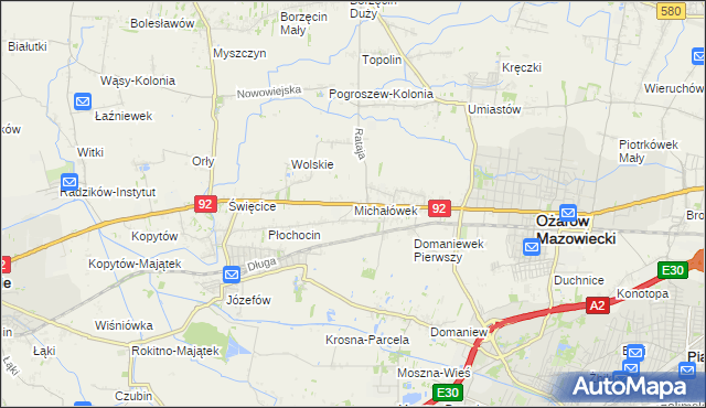 mapa Michałówek gmina Ożarów Mazowiecki, Michałówek gmina Ożarów Mazowiecki na mapie Targeo