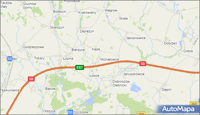 mapa Michałowice gmina Długołęka, Michałowice gmina Długołęka na mapie Targeo