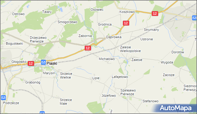 mapa Michałowo gmina Piaski, Michałowo gmina Piaski na mapie Targeo