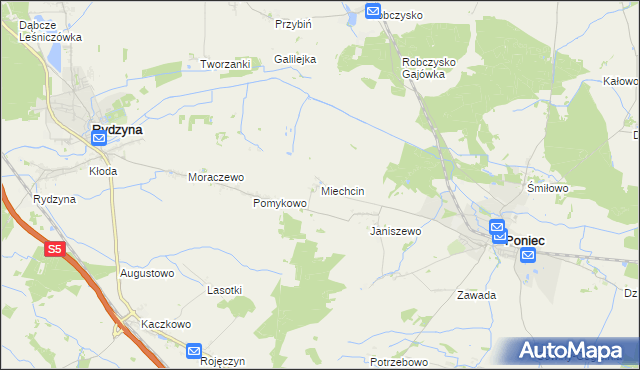 mapa Miechcin, Miechcin na mapie Targeo