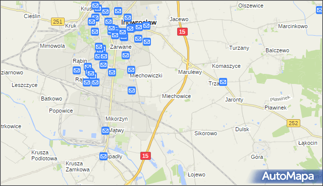 mapa Miechowice gmina Inowrocław, Miechowice gmina Inowrocław na mapie Targeo