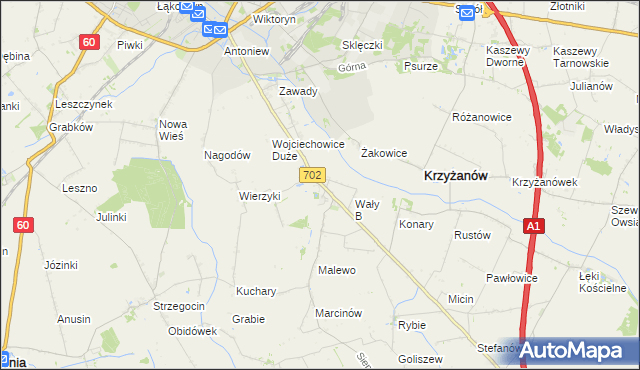 mapa Mieczysławów gmina Krzyżanów, Mieczysławów gmina Krzyżanów na mapie Targeo