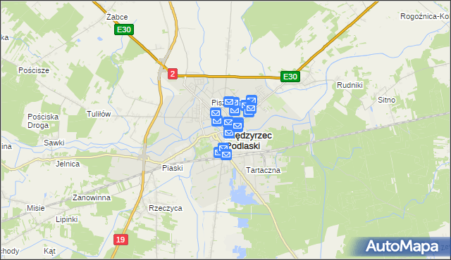 mapa Międzyrzec Podlaski, Międzyrzec Podlaski na mapie Targeo