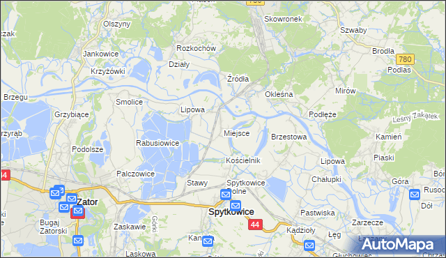 mapa Miejsce gmina Spytkowice, Miejsce gmina Spytkowice na mapie Targeo