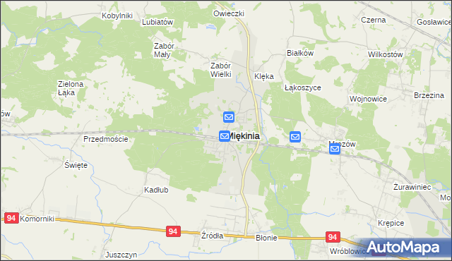 mapa Miękinia powiat średzki, Miękinia powiat średzki na mapie Targeo