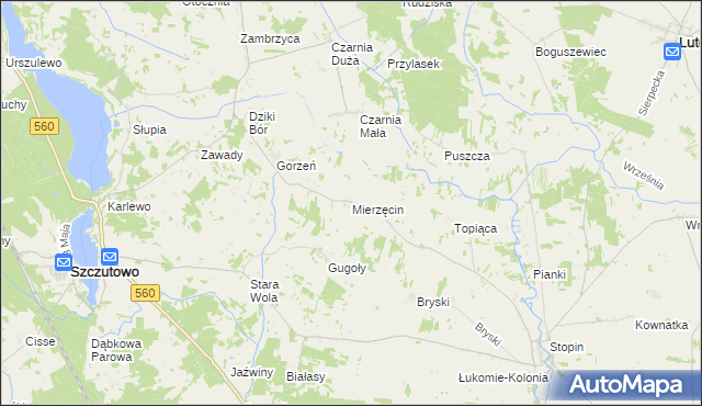 mapa Mierzęcin gmina Szczutowo, Mierzęcin gmina Szczutowo na mapie Targeo