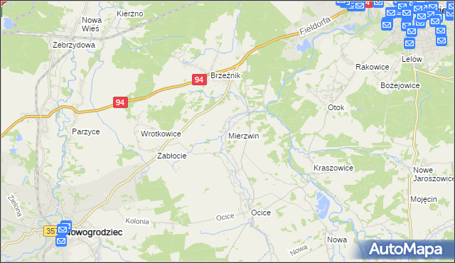 mapa Mierzwin gmina Bolesławiec, Mierzwin gmina Bolesławiec na mapie Targeo