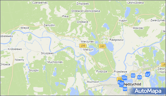 mapa Mierzyn gmina Międzychód, Mierzyn gmina Międzychód na mapie Targeo