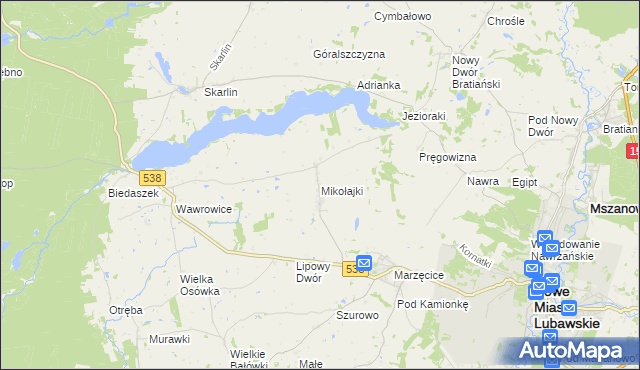 mapa Mikołajki gmina Kurzętnik, Mikołajki gmina Kurzętnik na mapie Targeo