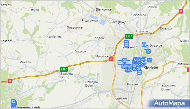mapa Mikowice gmina Kłodzko, Mikowice gmina Kłodzko na mapie Targeo