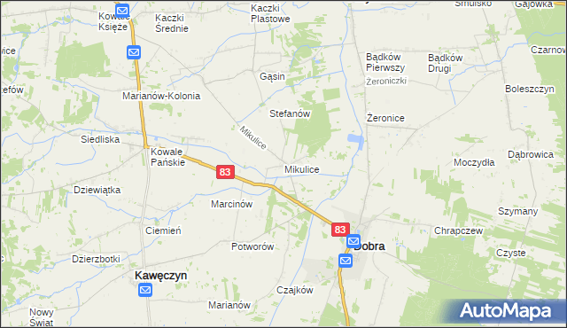 mapa Mikulice gmina Dobra, Mikulice gmina Dobra na mapie Targeo