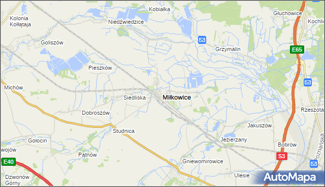 mapa Miłkowice powiat legnicki, Miłkowice powiat legnicki na mapie Targeo