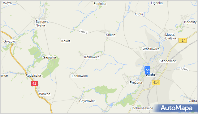 mapa Miłowice gmina Biała, Miłowice gmina Biała na mapie Targeo