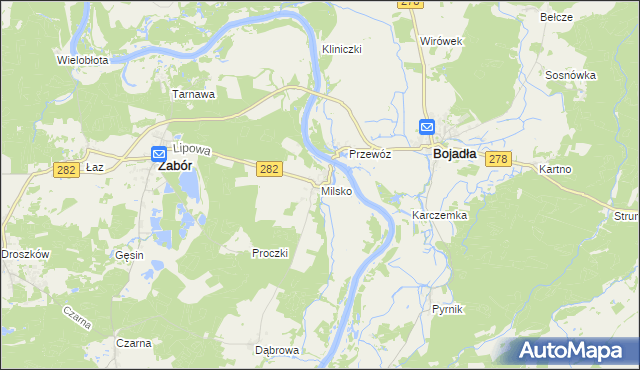 mapa Milsko, Milsko na mapie Targeo