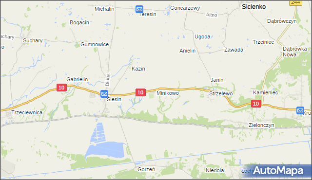 mapa Minikowo gmina Nakło nad Notecią, Minikowo gmina Nakło nad Notecią na mapie Targeo