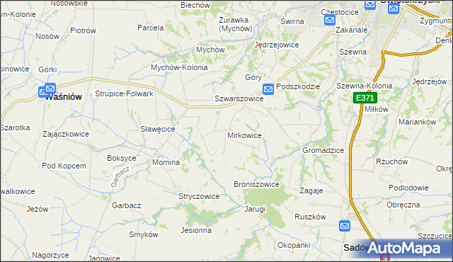 mapa Mirkowice gmina Bodzechów, Mirkowice gmina Bodzechów na mapie Targeo