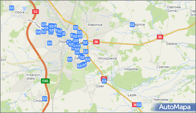 mapa Miroszowice, Miroszowice na mapie Targeo