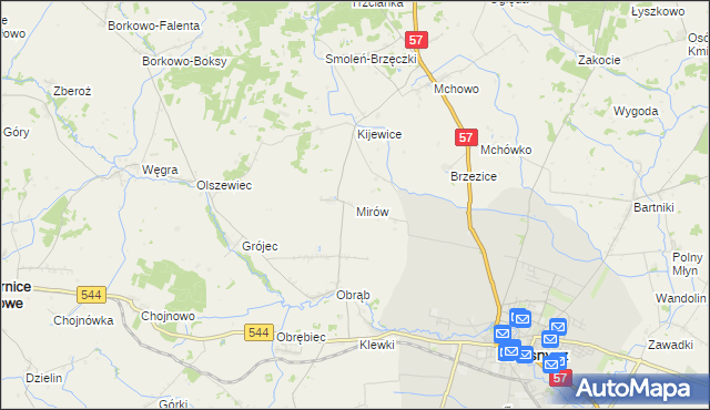 mapa Mirów gmina Przasnysz, Mirów gmina Przasnysz na mapie Targeo