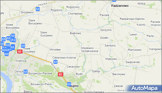 mapa Miszewko Strzałkowskie, Miszewko Strzałkowskie na mapie Targeo