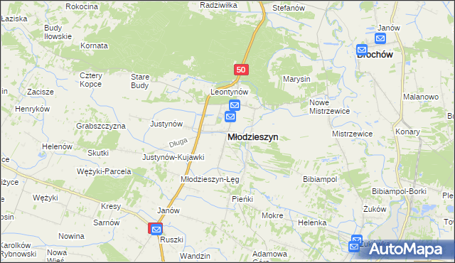 mapa Młodzieszyn, Młodzieszyn na mapie Targeo