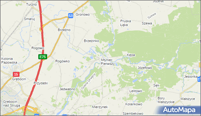 mapa Młyniec Pierwszy, Młyniec Pierwszy na mapie Targeo