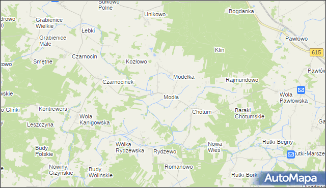 mapa Modła gmina Ciechanów, Modła gmina Ciechanów na mapie Targeo