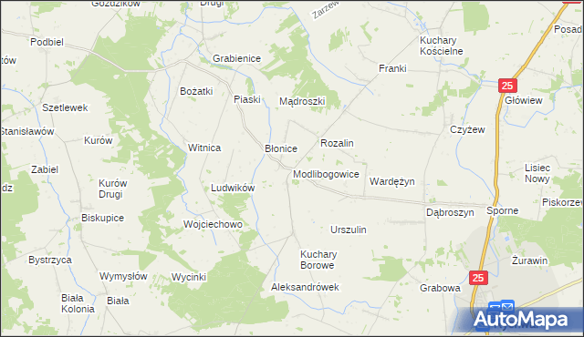 mapa Modlibogowice, Modlibogowice na mapie Targeo