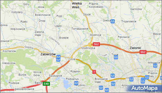 mapa Modlniczka, Modlniczka na mapie Targeo