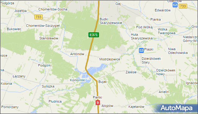 mapa Modrzejowice, Modrzejowice na mapie Targeo