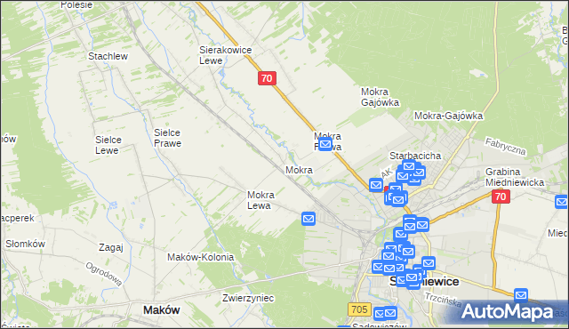 mapa Mokra gmina Skierniewice, Mokra gmina Skierniewice na mapie Targeo