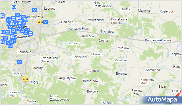 mapa Mokracz, Mokracz na mapie Targeo