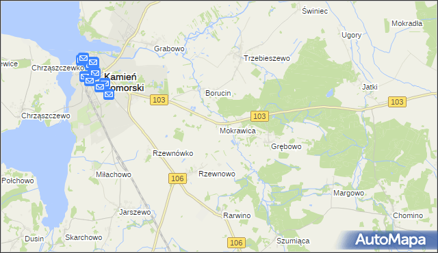 mapa Mokrawica, Mokrawica na mapie Targeo