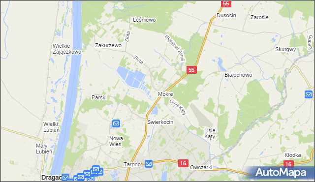 mapa Mokre gmina Grudziądz, Mokre gmina Grudziądz na mapie Targeo