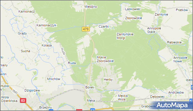 mapa Mokre Zborowskie, Mokre Zborowskie na mapie Targeo