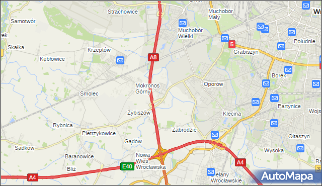 mapa Mokronos Dolny, Mokronos Dolny na mapie Targeo
