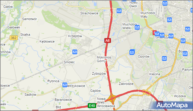 mapa Mokronos Górny, Mokronos Górny na mapie Targeo