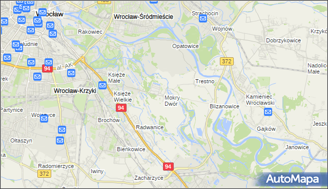 mapa Mokry Dwór gmina Siechnice, Mokry Dwór gmina Siechnice na mapie Targeo