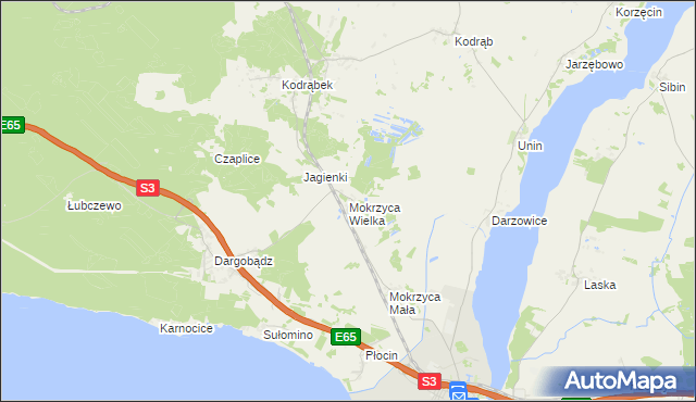 mapa Mokrzyca Wielka, Mokrzyca Wielka na mapie Targeo