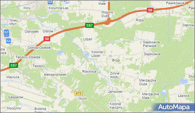 mapa Morgi gmina Dobroń, Morgi gmina Dobroń na mapie Targeo