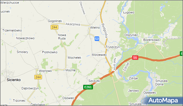 mapa Morzewiec, Morzewiec na mapie Targeo