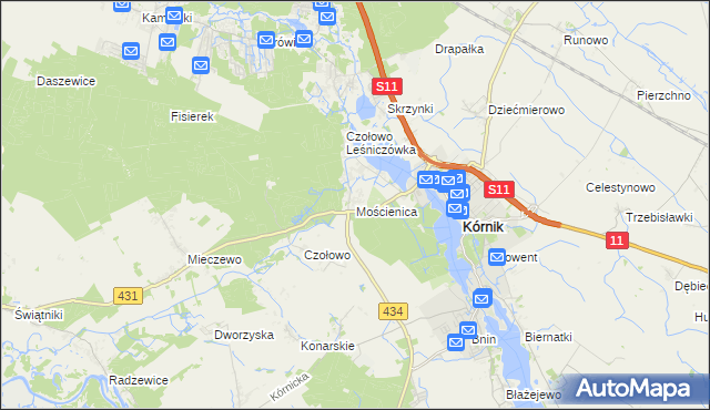 mapa Mościenica, Mościenica na mapie Targeo