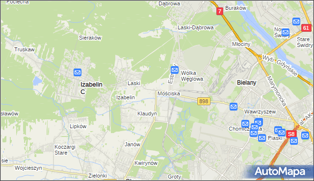 mapa Mościska gmina Izabelin, Mościska gmina Izabelin na mapie Targeo