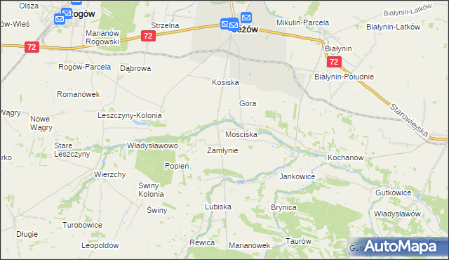 mapa Mościska gmina Jeżów, Mościska gmina Jeżów na mapie Targeo