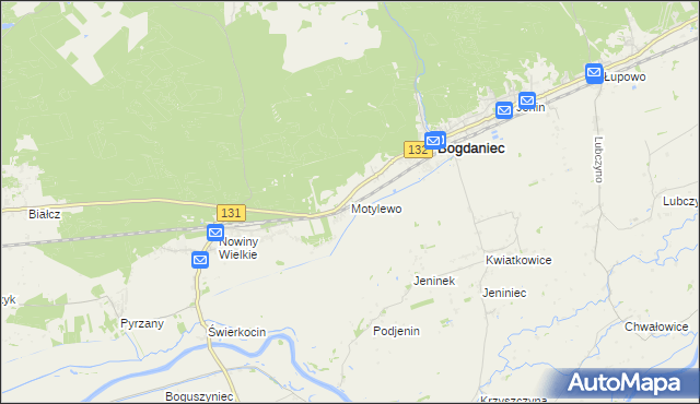 mapa Motylewo, Motylewo na mapie Targeo