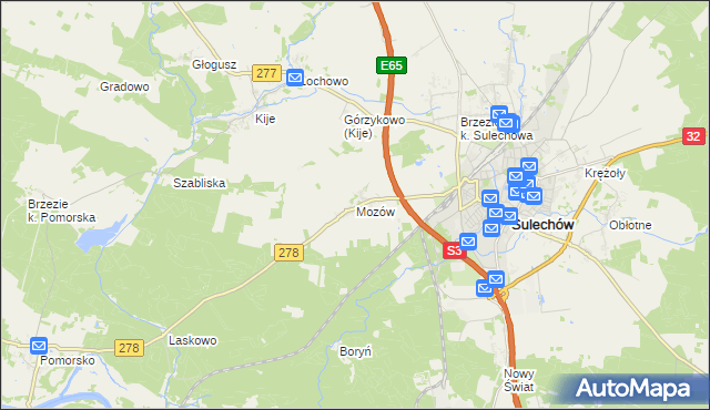 mapa Mozów, Mozów na mapie Targeo