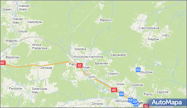 mapa Mroczków-Kapturów, Mroczków-Kapturów na mapie Targeo
